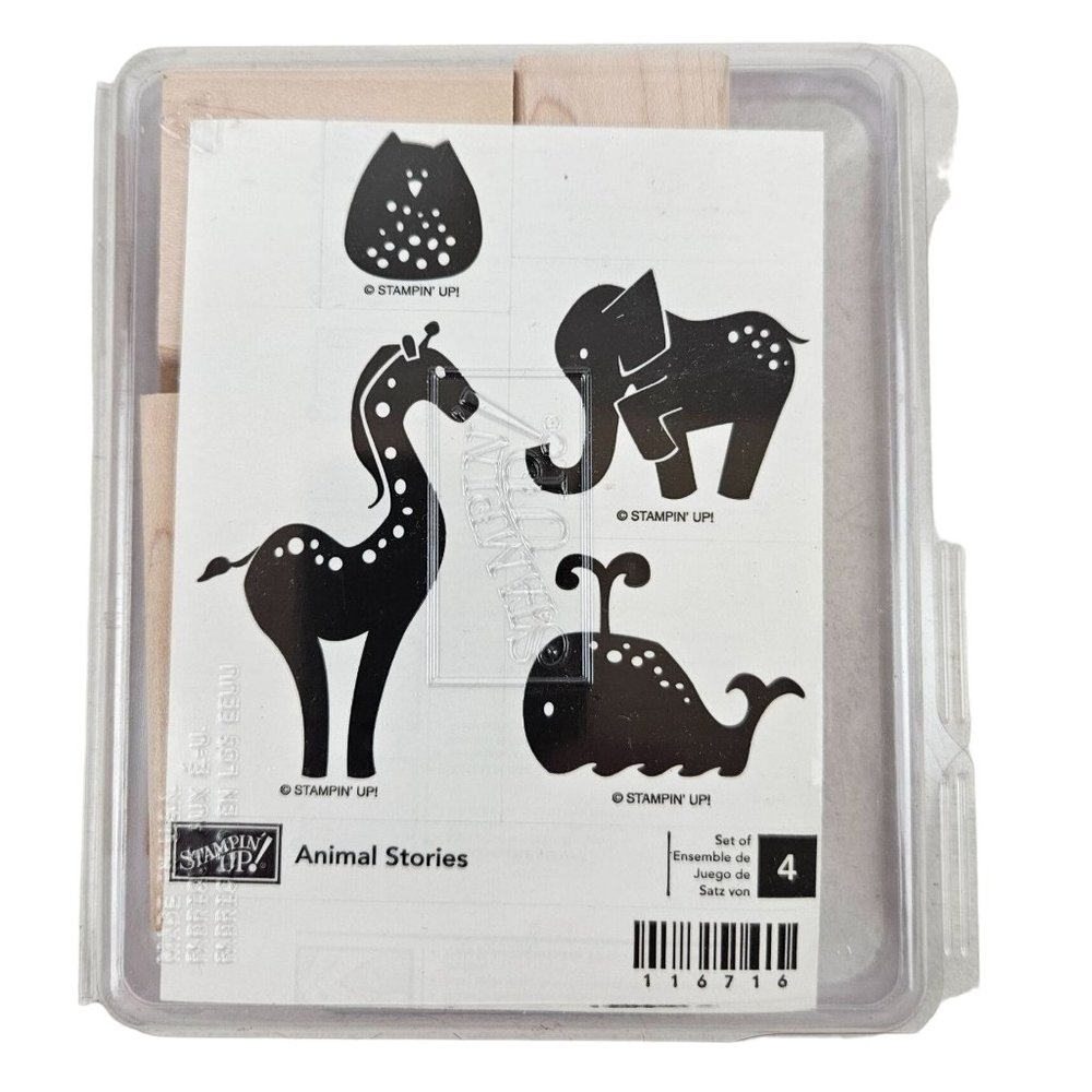 Stampin Up Animal Stories Set Rubber Stamps Wood Mount Scrapbooking Craft